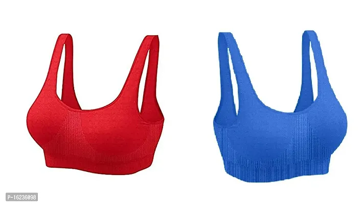 Women Air Cotton Non Padded Non-Wired Air Sports Bra (Pack of 2)-thumb0