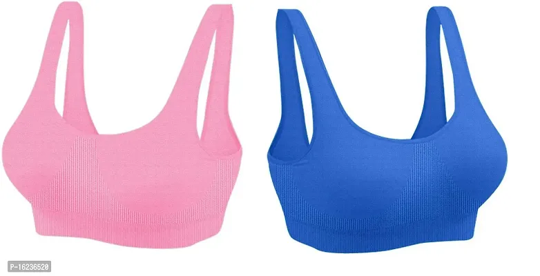 Women Air Cotton Non Padded Non-Wired Air Sports Bra (Pack of 2)