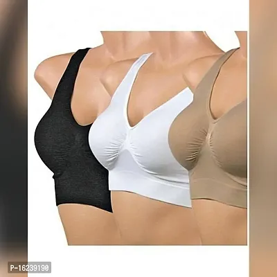 Women Air Cotton Non Padded Non-Wired Air Sports Bra (Pack of 3)