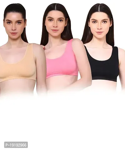 Pack Of 3 Women Air Bra,  Cotton Bra,  Non Padded Stretchable Non-Wired Seamless Bra (Multicolor)