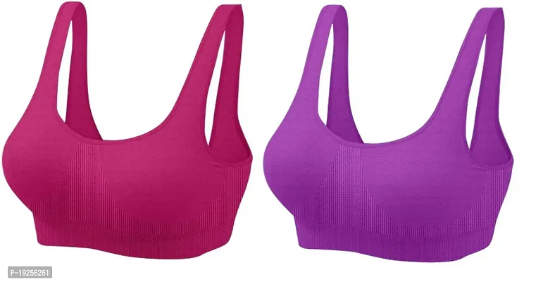 (Pack Of 2) Woman Sports Non Padded Bra (Multicolor)-thumb0