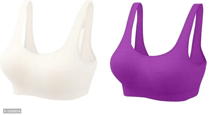 Pack Of 2 Woman Air Cotton Non Padded Non - Air Sports Bra (Multicolor)-thumb0