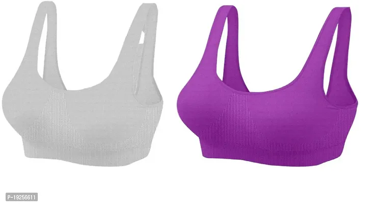 Pack Of 2 Woman Air Cotton Non Padded Non - Air Sports Bra (Multicolor)-thumb0