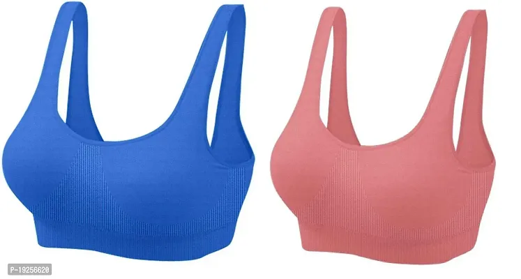 Women Air Bra, Sports Bra, Stretchable Non Padded Seamless Bra (Pack Of 2)-thumb0