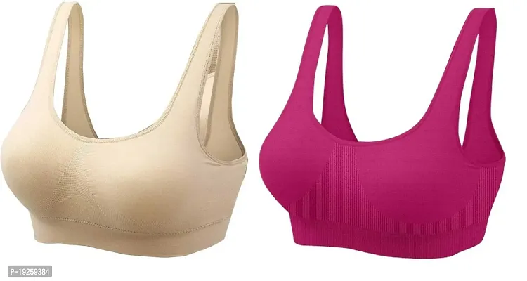 Woman's Cotton Non Padded Wire free Sports Bra (Pack Of 2)