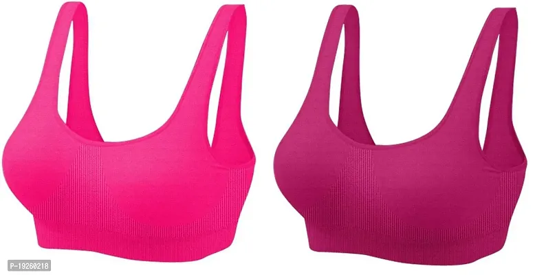 Woman's Cotton Non Padded Wire free Air Sports Bra (Pack Of 2)-thumb0