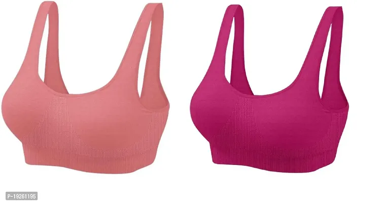 Pack Of 2 Women Sports Non Padded Bra (Multicolor)