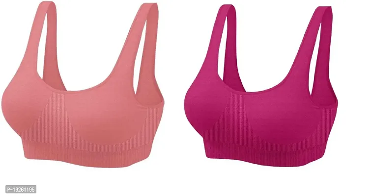 Pack Of 2 Women Sports Non Padded Bra (Multicolor)-thumb0