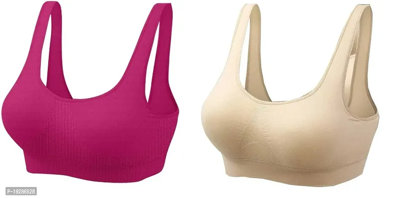 Woman Air Cotton Non Padded Non -Wired Air Sports Bra (Pack Of 2)-thumb0