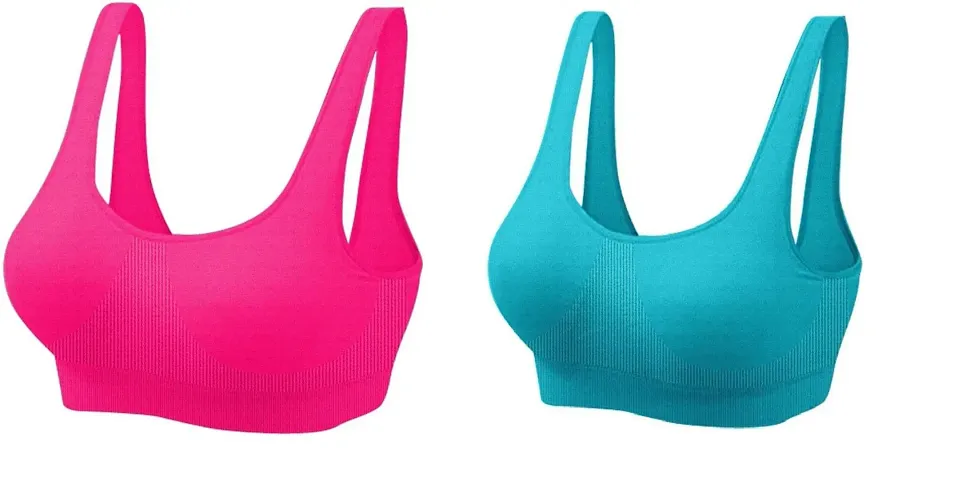 Pack Of 2 Women's Non Padded Wire Free Sports Bra (Red)