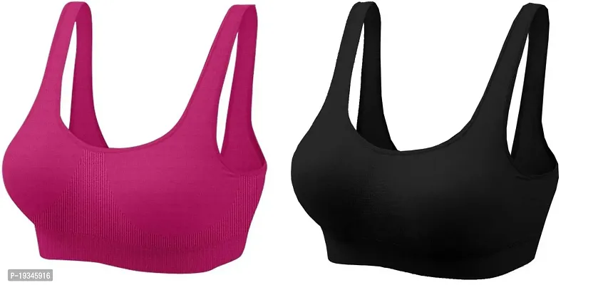 Woman's cotton Non Padded Wire free Sports Bra (Pack Of 2)-thumb0