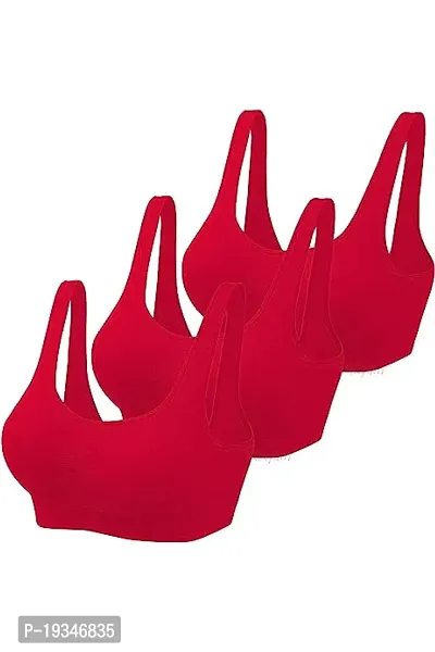 Woman's Cotton Non Padded Non -Wired Air Sports Bra (Red)-thumb0