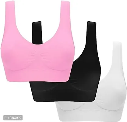 Woman Air Cotton Non Padded Wire free Seamless Sports Bra (Pack Of 3)