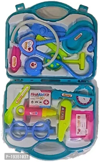 Aditii Doctor Set for Kids with Foldable Suitcase Includes 13 pieces of Compact Medical Accessories, and Game Kit is also Toy Set Pretend Play Set Doctor Kit Toy for Kids, Blue Doctor set for girls