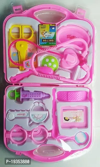 Aditii Doctor Set for Kids with Foldable Suitcase Includes 13 pieces of Compact Medical Accessories, and Game Kit is also Toy Set Pretend Play Set Doctor Kit Toy for Kids, Pink Doctor set for girls