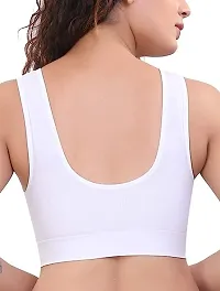 Aditii Sports Bra for Women  Girls, Cotton Non Padded Full Coverage Beginners Non - Wired T -Shirt Gym Workout White Bra With Regular Broad Strap Training Bra for Teenager Kids (Pack of 1)-thumb1