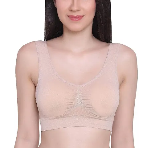 Oshee Store Sports Bra (Free Size, Fits Best- 28-36) for Girls and Women - Pack of 1 Beige.