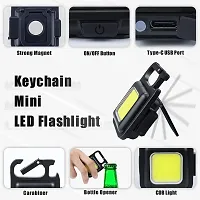 FAERY Small LED Flashlight 800 Lumens COB Rechargeable Keychain Mini Flashlight 4 Light Modes Portable Pocket Light with Folding Bracket Bottle Opener and Magnet Base for Fishing Walking Camping-thumb2