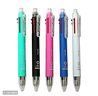 eS?kube 6 In 1- Multicolor Pen + Mechanical Pencil Ballpoint Pen Creative Writing Colorful Multi Ball Point Pens For Office & School Stationery - Set of 5 pens-thumb0