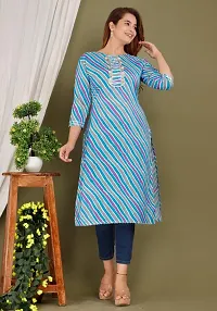 STYLE IN CREATION Rayon Leheriya Printed Kurti for Women - Blue, M-thumb1