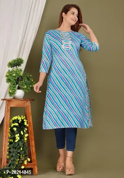 STYLE IN CREATION Rayon Leheriya Printed Kurti for Women - Blue, M-thumb2