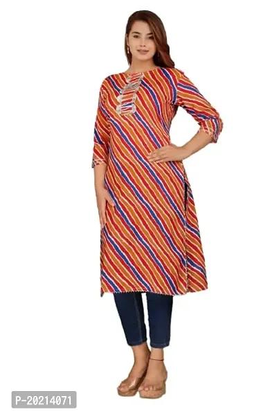 STYLE IN CREATION Rayon Leheriya Printed Kurti for Women - Red, L