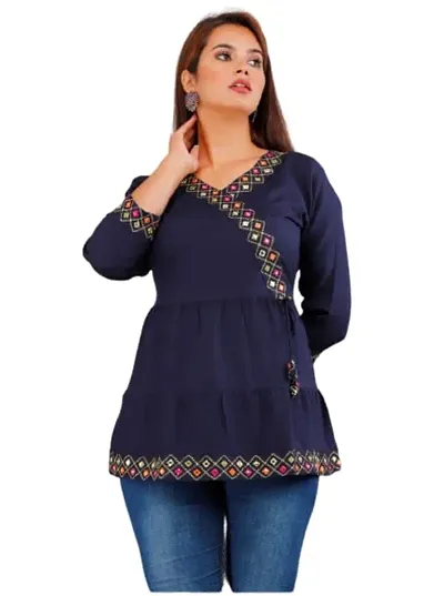 Stylish Rayon Printed Short Kurta