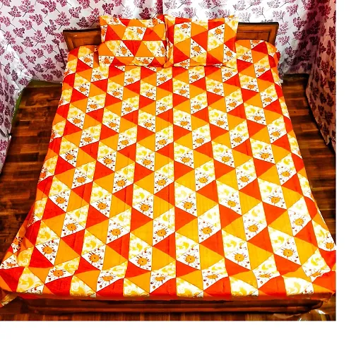 Printed Cotton Double Bedsheet with 2 Pillow Cover