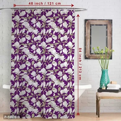 Floral Designed Water Repellent Polyester Shower Curtain 7 Feet for Bathroom with 10 Hooks (48 X 84 Inches , Multi-Colored)