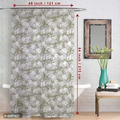 Floral Designed Water Repellent Polyester Shower Curtain 7 Feet for Bathroom with 10 Hooks (48 X 84 Inches , Multi-color)-thumb0