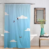 3 Flying Birds Designed Water Repellent Polyester Shower Curtain 7 Feet for Bathroom with 10 Hooks (48 X 84 Inches , Sky Blue)-thumb1