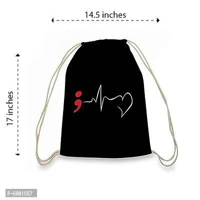 Satin Mat Digital Printed MultiWash and Lightweight Shoulder Drawstring Backpack For Men and Women(38 X 43 Cm,Black)-thumb2