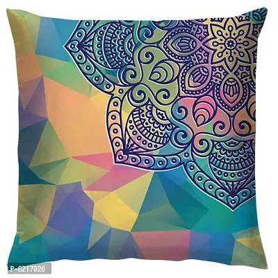 Satin Digital Printed Sofa Cushion Cover/Throw Pillow for Bed Room/Living Room with Zipper Closure(40*40 cm , Multi-Color)_Pack Of 1-thumb0