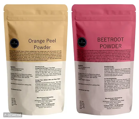 VEDICINE Orange Peel  Beetroot Powder For Face Pack - 100g Each-thumb2