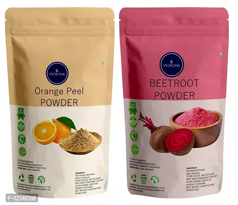 VEDICINE Orange Peel  Beetroot Powder For Face Pack - 100g Each