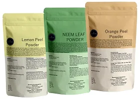 Natural Skin Care Lemon ,Neem Leaf, Orange Peel Powder For Face Pack Of 3-100g Each-thumb3