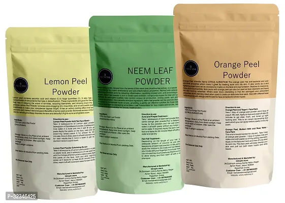 Natural Skin Care Lemon ,Neem Leaf, Orange Peel Powder For Face Pack Of 3-100g Each-thumb4