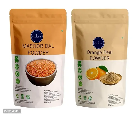 Natural Skin Care Orange Peel  Masoor Powder For Face Pack of 2-100g Each