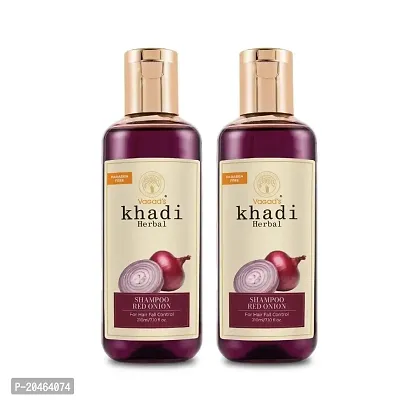 VAGAD'S KHADI HERBAL GRAMODAYA Red Onion Anti-Hair Fall Shampoo, 210ml each (Pack of 2)