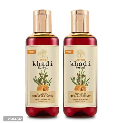 Vagad's Khadi Shikakai and Honey Pure Natural Shampoo| Removes Dirt  Maintain moisture|Prevents Dandruff |Chemical Free|(Pack of 2x210 ML Each)