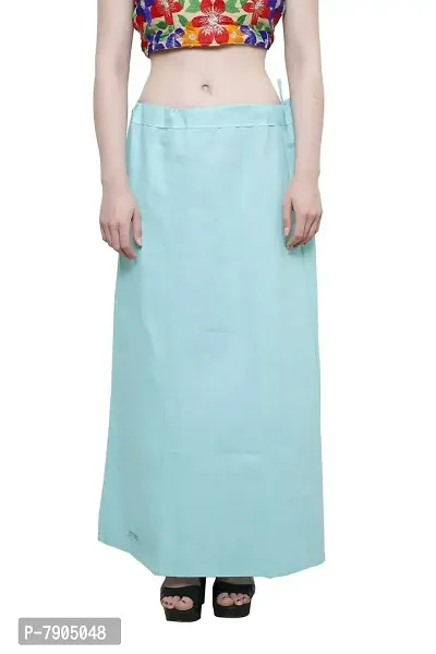 Pistaa Women's Cotton Sky Blue Colour Best Ethinic Solid Inskirt Saree petticoats-thumb2