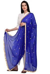 Pistaa's Women's Embroidered Chiffon Dupatta (DUPEMBCHRB_Royal Blue_Free Size)-thumb1