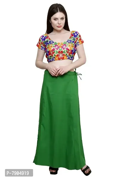 Pistaa Women's Cotton Pak Green Colour Best Inskirt Saree petticoats-thumb0