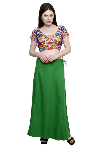 Pistaa Women's Cotton Pak Green Colour Best Inskirt Saree petticoats