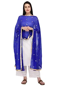 Pistaa's Women's Embroidered Chiffon Dupatta (DUPEMBCHRB_Royal Blue_Free Size)-thumb2