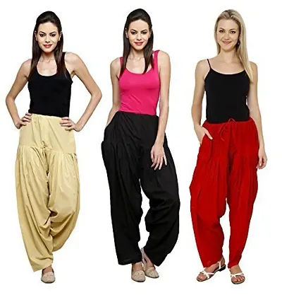 Buy Style Pitara Cotton Comfort Punjabi Patiala Salwar Pants for Women  Bottoms Combo 3 (Beige,Red,Black) - Free Size Online In India At Discounted  Prices