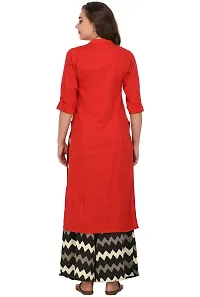 Pistaa women's Red Solid Cotton Kurta with two patch pockets  Plus Size-thumb4