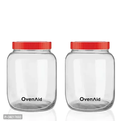 Crystal Clear Glass Jar with Airtight lid with a Silicon Gasket, Container for Kitchen Storage- 1500ml (Pack of 2)-thumb0