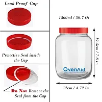 Crystal Clear Glass Jar with Airtight lid with a Silicon Gasket, Container for Kitchen Storage- 1500ml (Pack of 2)-thumb1