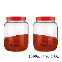 Crystal Clear Glass Jar with Airtight lid with a Silicon Gasket, Container for Kitchen Storage- 1500ml (Pack of 2)-thumb2